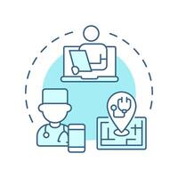 Speciality care soft blue concept icon. Virtual medicine for underserved areas. Application of telehealth. Round shape line illustration. Abstract idea. Graphic design. Easy to use in booklet vector