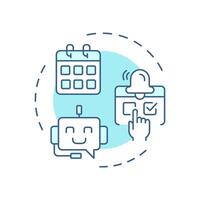Schedule appointments soft blue concept icon. Planning visit to doctor. Healthcare chatbot use case. Round shape line illustration. Abstract idea. Graphic design. Easy to use in booklet vector
