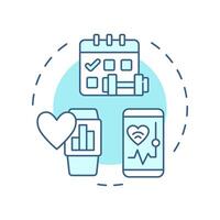 Mobile health applications soft blue concept icon. Smartphone based tools for medicine. Telehealth technology. Round shape line illustration. Abstract idea. Graphic design. Easy to use in booklet vector