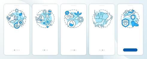 Ecological balance blue onboarding mobile app screen. Food chain. Walkthrough 5 steps editable graphic instructions with linear concepts. UI, UX, GUI template vector