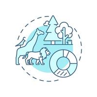 Species richness soft blue concept icon. Biodiversity measurement. Diverse animals within ecosystem. Round shape line illustration. Abstract idea. Graphic design. Easy to use in article vector