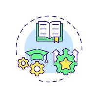 Analytics and workforce planning multi color concept icon. Staff data. Human resource management system. Round shape line illustration. Abstract idea. Graphic design. Easy to use in presentation vector