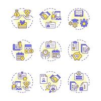 HRIS multi color concept icon. Human resource information system. Software for HR managers tasks. Round shape line illustration. Abstract idea. Graphic design. Easy to use in presentation vector