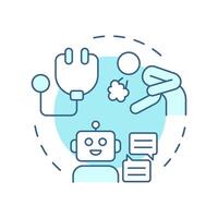 Check for symptoms soft blue concept icon. Telemedicine AI support. Healthcare chatbot use case. Round shape line illustration. Abstract idea. Graphic design. Easy to use in presentation vector