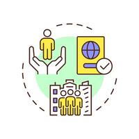 Nationality right multi color concept icon. Human dignity, citizenship. Ethnicity, culture. Round shape line illustration. Abstract idea. Graphic design. Easy to use in infographic, presentation vector