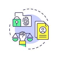 Recognition right multi color concept icon. Personal information, biometrics. Round shape line illustration. Abstract idea. Graphic design. Easy to use in infographic, presentation vector
