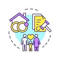 Marriage and family multi color concept icon. Social democracy, liberty. Ownership, culture. Round shape line illustration. Abstract idea. Graphic design. Easy to use in infographic, presentation vector