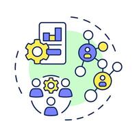 HCM multi color concept icon. Human capital management. Corporate employees regulation technology. Round shape line illustration. Abstract idea. Graphic design. Easy to use in presentation vector