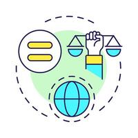 Equality right multi color concept icon. Social justice, human rights. Democracy, liberty. Round shape line illustration. Abstract idea. Graphic design. Easy to use in infographic, presentation vector