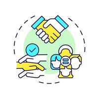 Discrimination freedom multi color concept icon. Social equality, inequality. Round shape line illustration. Abstract idea. Graphic design. Easy to use in infographic, presentation vector