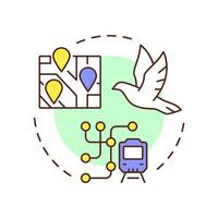 Movement freedom multi color concept icon. Urban transport, transportation. Navigation, travel. Round shape line illustration. Abstract idea. Graphic design. Easy to use in infographic, presentation vector