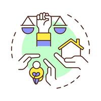 Asylum right multi color concept icon. Social protection, shelter. Society support. Round shape line illustration. Abstract idea. Graphic design. Easy to use in infographic, presentation vector