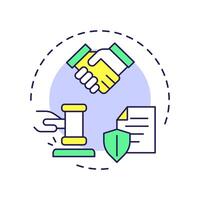 Legal remedy right multi color concept icon. Legislation, justice. Compensation statement. Round shape line illustration. Abstract idea. Graphic design. Easy to use in infographic, presentation vector