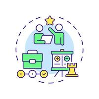 Payroll processing multi color concept icon. Calculating employees wages. Human resource information system. Round shape line illustration. Abstract idea. Graphic design. Easy to use in presentation vector