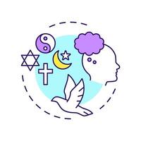 Religion freedom and thought multi color concept icon. Personal faith, worship. Round shape line illustration. Abstract idea. Graphic design. Easy to use in infographic, presentation vector