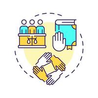 Community duties multi color concept icon. Collective welfare, civil engagement. Round shape line illustration. Abstract idea. Graphic design. Easy to use in infographic, presentation vector