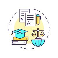 Education right multi color concept icon. School tests, graduation. Learning, teaching. Round shape line illustration. Abstract idea. Graphic design. Easy to use in infographic, presentation vector