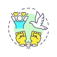 Slavery freedom multi color concept icon. Social justice, democracy. Human rights. Round shape line illustration. Abstract idea. Graphic design. Easy to use in infographic, presentation vector