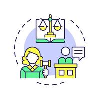 Fair trial right multi color concept icon. Equal protection. Freedom, legislation. Round shape line illustration. Abstract idea. Graphic design. Easy to use in infographic, presentation vector