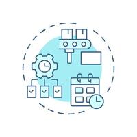 Master production schedule soft blue concept icon. Products manufacture planning process. MRP input. Round shape line illustration. Abstract idea. Graphic design. Easy to use in booklet vector
