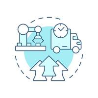 Improves on time delivery soft blue concept icon. Shipment deadlines coordination. Benefit of MRP II. Round shape line illustration. Abstract idea. Graphic design. Easy to use in article vector