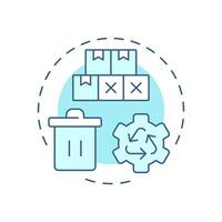 Minimizes inventory footprint soft blue concept icon. Reduction in scrap and waste. Benefit of MRP II. Round shape line illustration. Abstract idea. Graphic design. Easy to use in article vector