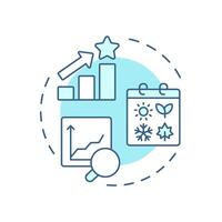 Seasonal demand forecasting soft blue concept icon. Analyzing historical sales data. Benefit of MRP II. Round shape line illustration. Abstract idea. Graphic design. Easy to use in booklet vector