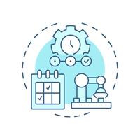Time phased planning soft blue concept icon. Manufacturing timelines. SAP consumption based regulation. Round shape line illustration. Abstract idea. Graphic design. Easy to use in article vector