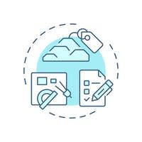 Bill of materials soft blue concept icon. MRP input. List of components required to manufacture product. Round shape line illustration. Abstract idea. Graphic design. Easy to use in article vector