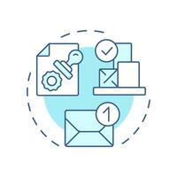 Order release notices soft blue concept icon. Authorizations to commence procurement for production. MRP output. Round shape line illustration. Abstract idea. Graphic design. Easy to use in article vector