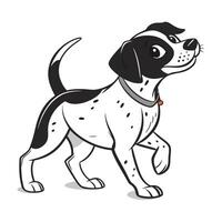 A bold, black silhouette of a dog, likely a Labrador Retriever, depicted in a dynamic, standing pose. vector