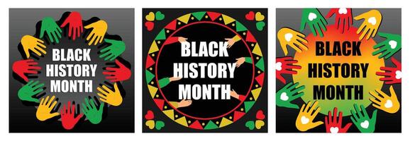 Black History Month With colorful hand illustrations representing unity and celebration. vector