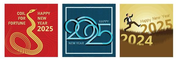 Creative Happy New Year 2025 celebration design with unique graphic elements. vector