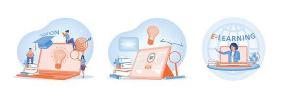E-learning and educational concepts represented through creative illustrations. vector