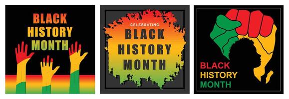 Collection of Black History Month graphics depicting unity and celebration. vector