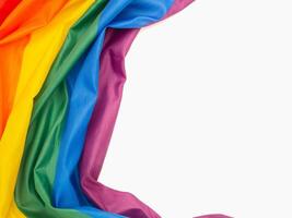 The rainbow flag or LGBT is on a white background with copy space for text photo