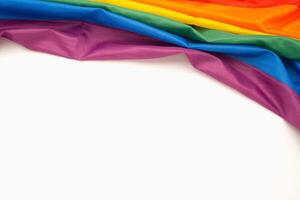 The rainbow flag or LGBT is on a white background with copy space for text photo