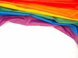 The rainbow flag or LGBT is on a white background with copy space for text photo
