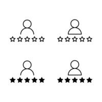 Customer review, feedback icon. Avatar profile with five star sign symbol vector
