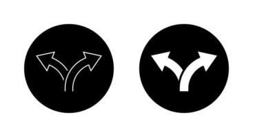 Two way direction arrow icon on black circle. Double arrows sign symbol vector