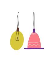 Set of hanging chandeliers in flat style. Hand Drawn. vector