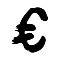 Hand drawn euro currency symbol. Brush stroke doodle. Single element for design vector