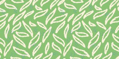 Abstract seamless pattern featuring hand drawn elongated shapes on a green background. Plain contemporary print. Minimalist designs for textile design, wrapping paper, and modern projects vector