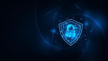 Futuristic security network at center. Digital security cyber. Hud ring with shield technology background. vector
