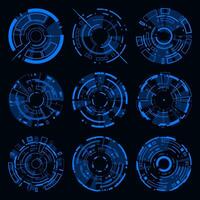 Hi-tech HUD interface futuristic cyberpunk style design element. vector