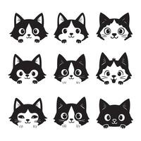 A cat face bundle silhouette vector