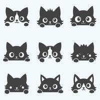 A Cat Face Silhouette Bundle vector
