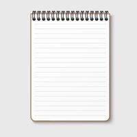 Notepad with a horizontal spring spiral. Notebook with a white lined sheet. Isolated illustration on a gray background vector