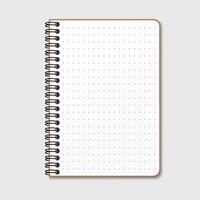 Notepad with a vertical spring spiral. Notebook with a dotted sheet. Isolated illustration on a gray background vector