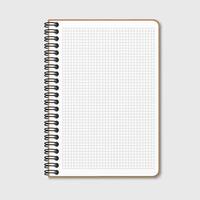Notepad with a vertical spring spiral. Notebook with checkered sheet. Isolated illustration on a gray background vector